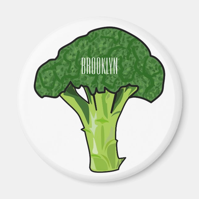 Broccoli cartoon illustration magnet (Front)