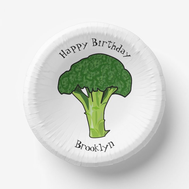Broccoli cartoon illustration paper plate (Front)
