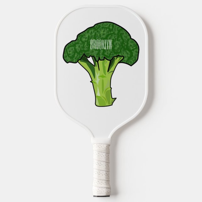 Broccoli cartoon illustration pickleball paddle (Front)