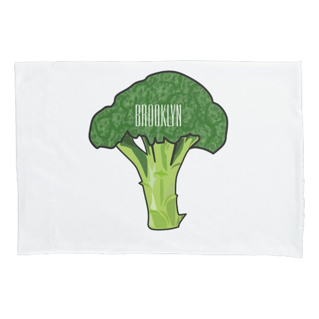 Broccoli cartoon illustration pillowcase (Front)