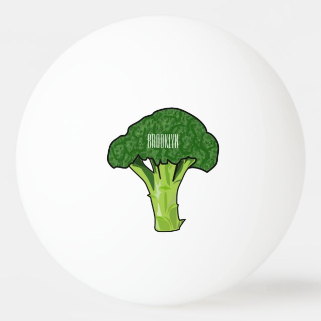 Broccoli cartoon illustration ping pong ball (Front)
