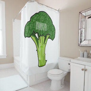 Broccoli cartoon illustration shower curtain
