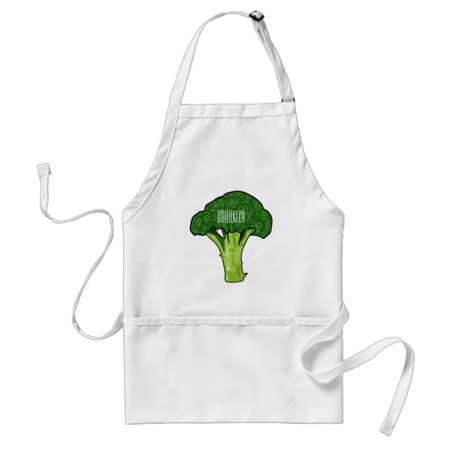 Broccoli cartoon illustration standard apron (Front)