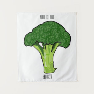 Broccoli cartoon illustration tapestry