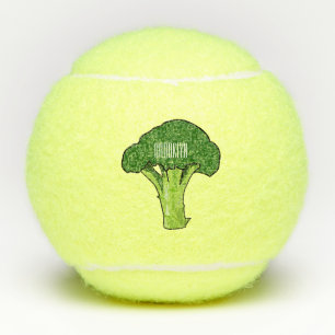 Broccoli cartoon illustration tennis balls