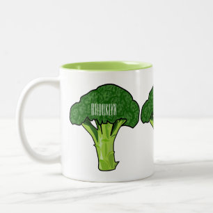 Broccoli cartoon illustration Two-Tone coffee mug