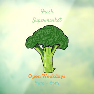 Broccoli cartoon illustration window cling