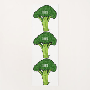 Broccoli cartoon illustration yoga mat