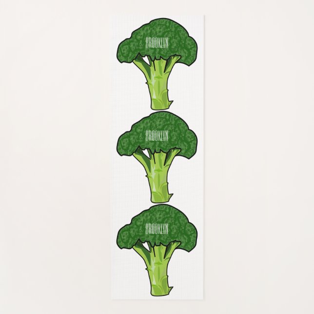 Broccoli cartoon illustration yoga mat (Front)