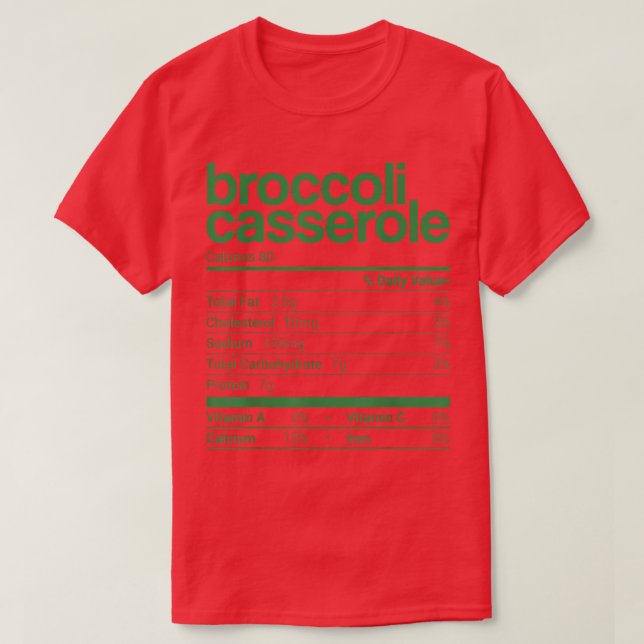 Broccoli Casserole Nutrition Facts 2021 Thanksgivi T-Shirt (Design Front)
