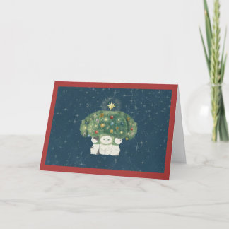 【Broccoli Cats Christmas Card】 -blue-  Thank You Card