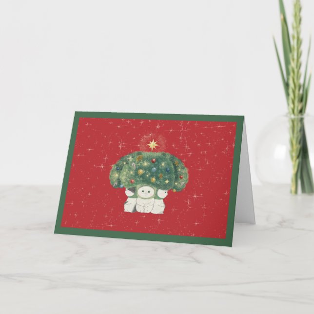 【Broccoli Cats Christmas Card】 -Red- Thank You Card (Front)