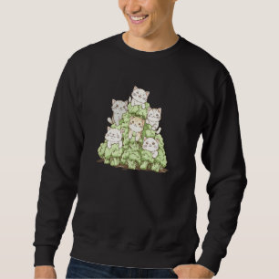 Broccoli Cats Funny Design Cat Lovers Vegetable Ve Sweatshirt