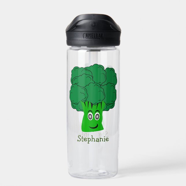 Broccoli Design Personalised Water Bottle (Back)