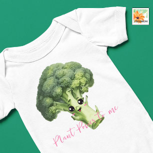 Broccoli editable vegan baby funny outfit bodysuit