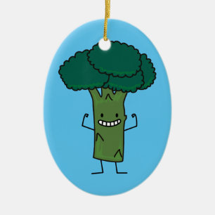 Broccoli Flexing happy tree head green vegetable Ceramic Tree Decoration