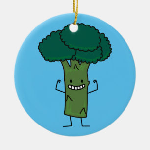 Broccoli Flexing happy tree head green vegetable Ceramic Tree Decoration