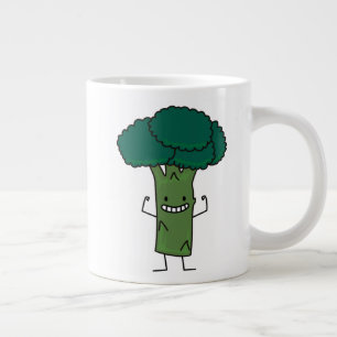 Broccoli Flexing happy tree head green vegetable Large Coffee Mug