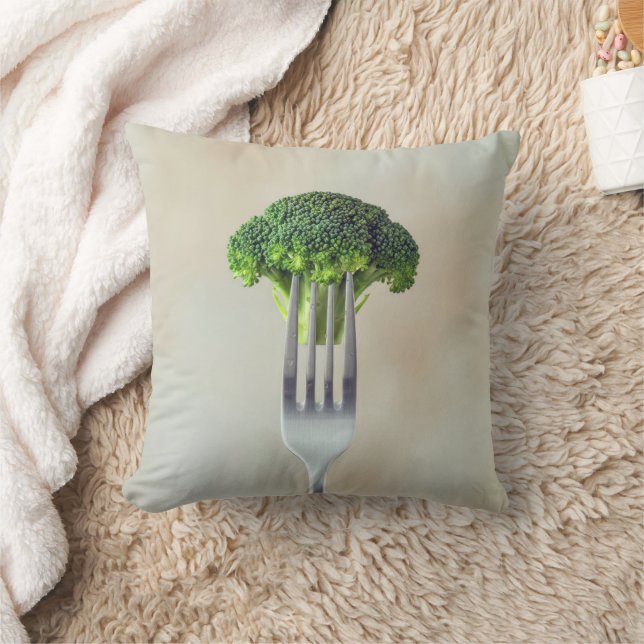 Broccoli Floret On a Fork Cushion (Blanket)
