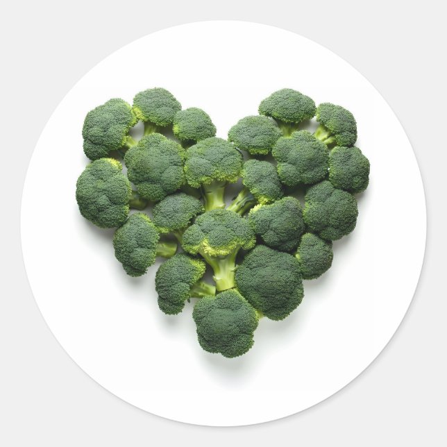 Broccoli Heart Classic Round Sticker (Front)