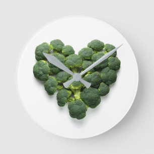 Broccoli Heart Round Clock