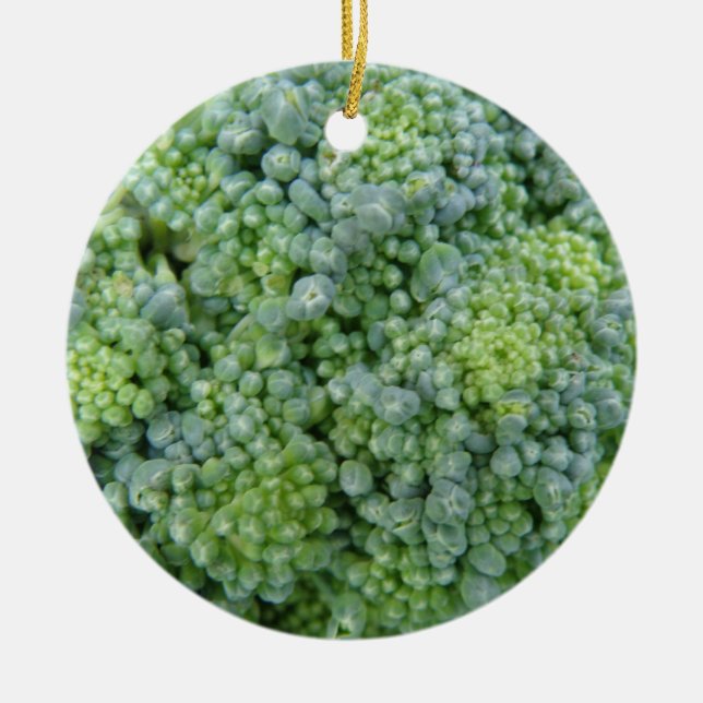 Broccoli Macro Custom Birthday Ceramic Tree Decoration (Front)