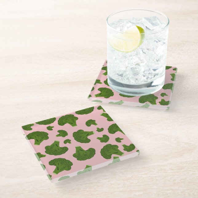 Broccoli Pattern Glass Coaster (Angled)