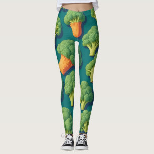 Broccoli Retro Colourful Personalised Pattern Leggings