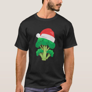 Broccoli Santa Hat Christmas Apparel Vegetarians T-Shirt