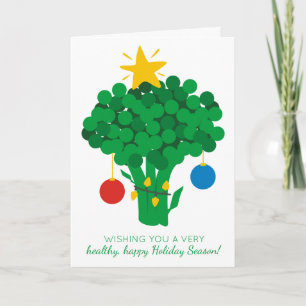 Broccoli vegetable healthy food Christmas tree Holiday Card
