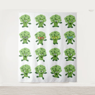 broccoli with different emotions tapestry
