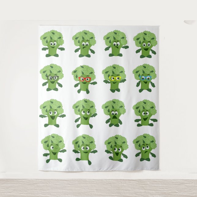 broccoli with different emotions  tapestry (Front)