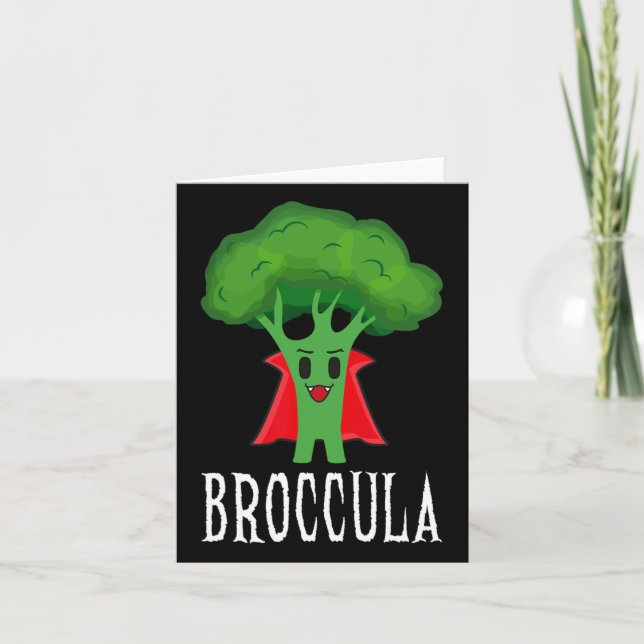 Broccula Funny Broccoli Halloween Lazy Costume  Card (Front)