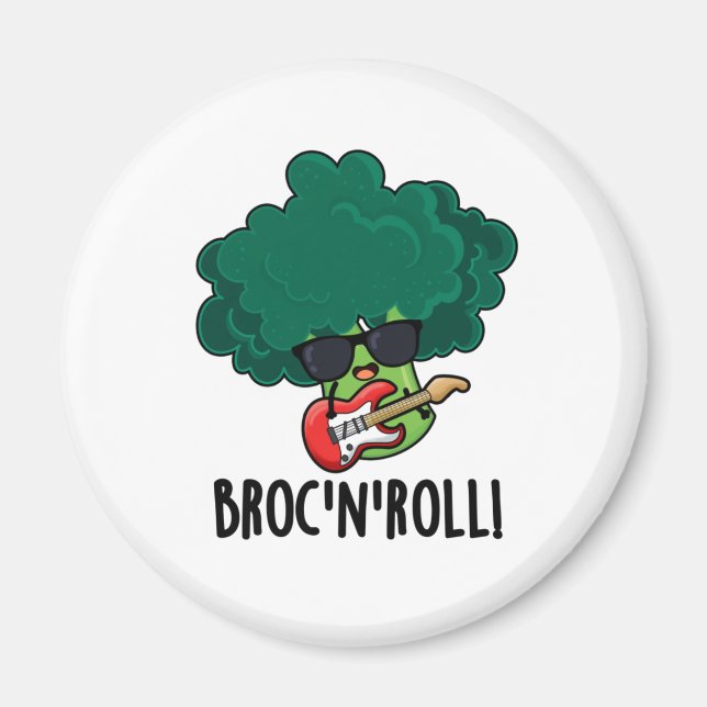 Brock And Roll Cute Veggie Broccoli Pun Magnet (Front)