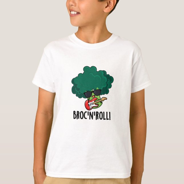 Brock n Roll Funny Veggie Broccoli Pun  T-Shirt (Front)