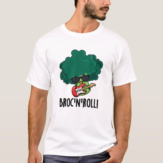 Brock n Roll Funny Veggie Broccoli Pun  T-Shirt (Front)