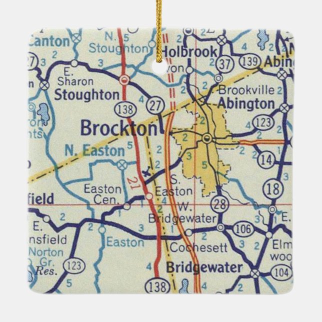 Brockton MA Vintage Map Ceramic Ornament (Back)