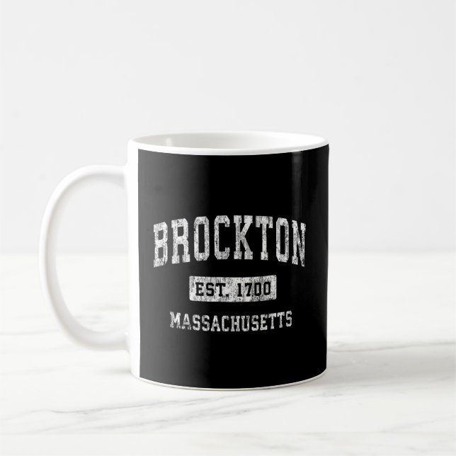 Brockton Massachusetts Ma Established Sports Coffee Mug (Left)