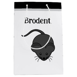 Brodent Bro Cartoon, Funny Grey Rat or Mouse Pun Medium Gift Bag