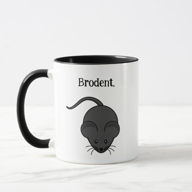 Brodent Bro Cartoon, Funny Grey Rat or Mouse Pun  Mug (Left)