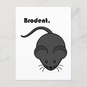 Brodent Bro Cartoon, Funny Grey Rat or Mouse Pun Postcard