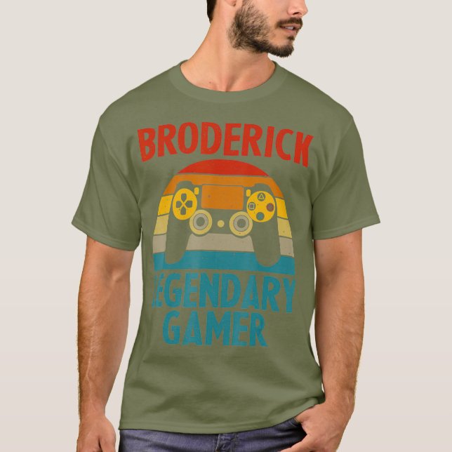 BRODERICK Gift Name Personalised Funny Gaming T-Shirt (Front)