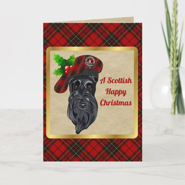 Brodie Badge & Tartan Personalised Xmas Card (Front)