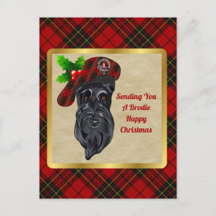 Brodie  Clan Badge & Tartan Christmas Postcard
