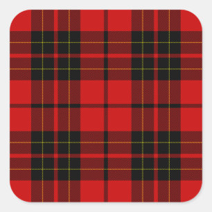 Brodie clan tartan red black plaid square sticker