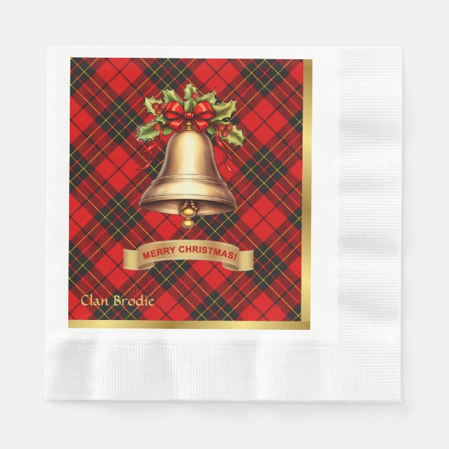 Brodie Personalised Tartan Christmas Napkin (Front)