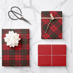 Brodie Red Modern Original Scottish Tartan Wrapping Paper Sheet