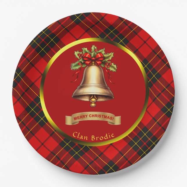 Brodie Tartan Personalised Christmas Paper Plate (Front)