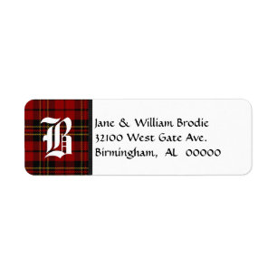 Brodie Tartan Plaid Monogram Address Labels