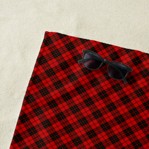 Brodie tartan red black plaid beach towel